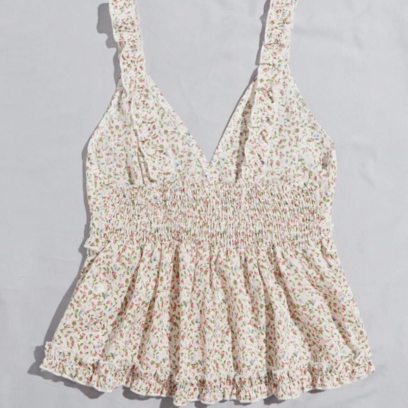 boho floral print v neck ruffle tank top blouse - Picture 2 of 3